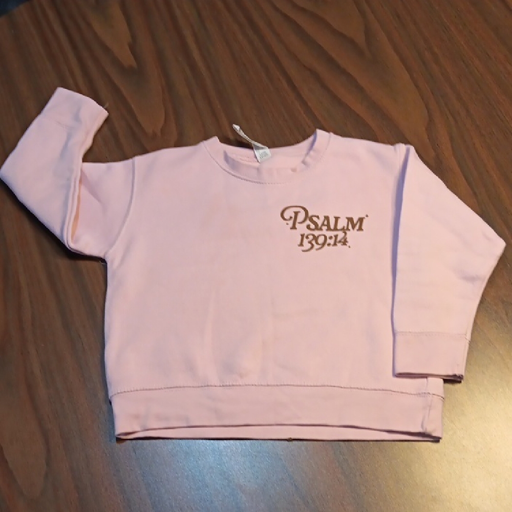 Rabbit Skins Light Pink Sweatshirt with Psalm 139:14
